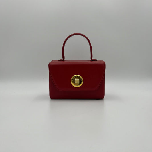 Givenchy Sacs Red Leather Twist Lock Box Handbag