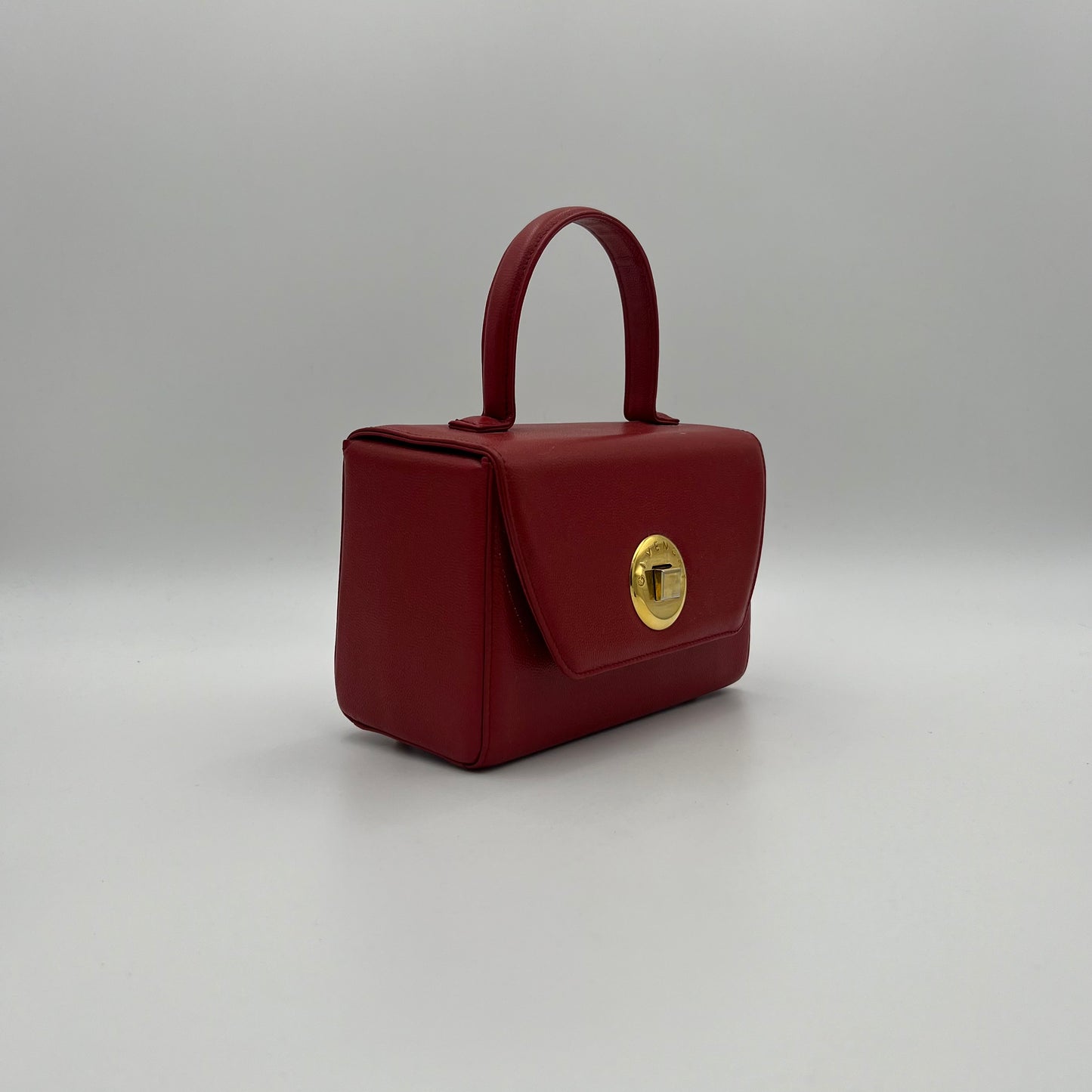 Givenchy Sacs Red Leather Twist Lock Box Handbag