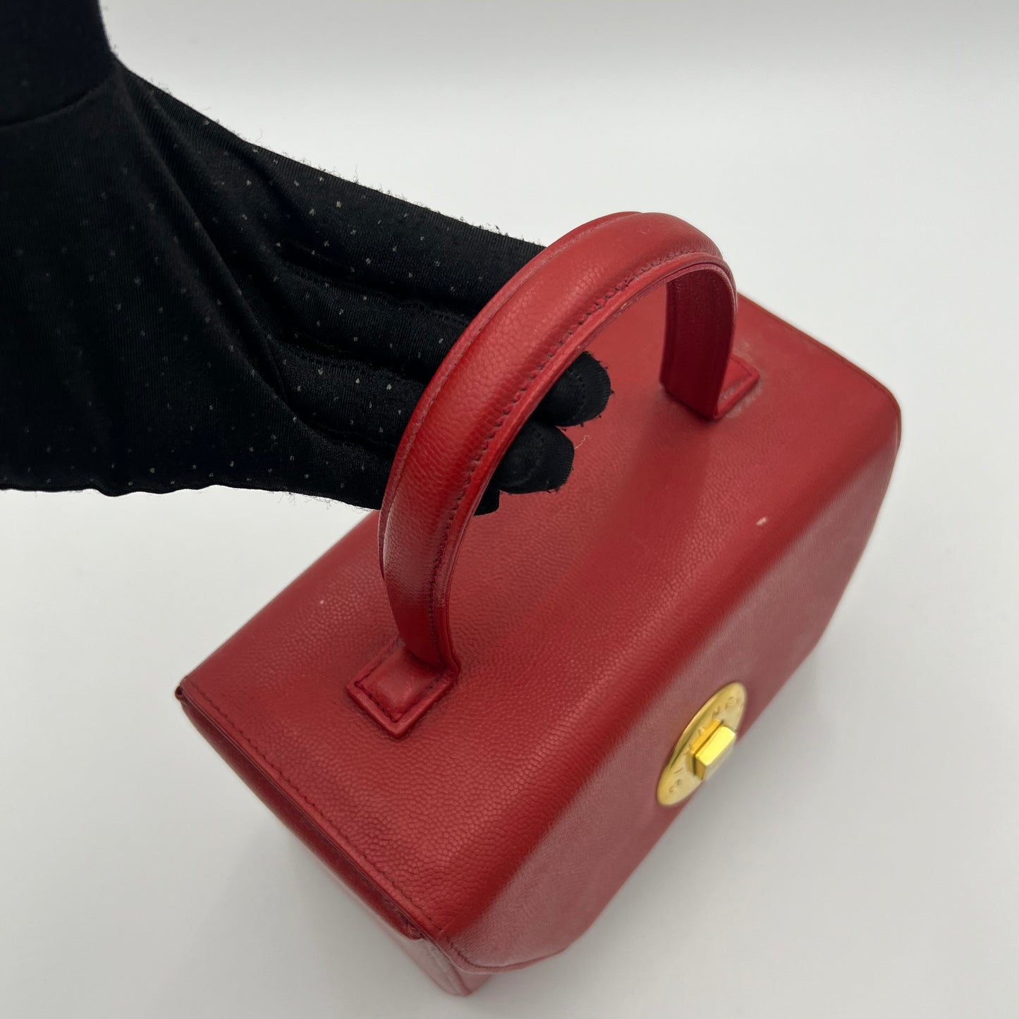 Givenchy Sacs Red Leather Twist Lock Box Handbag