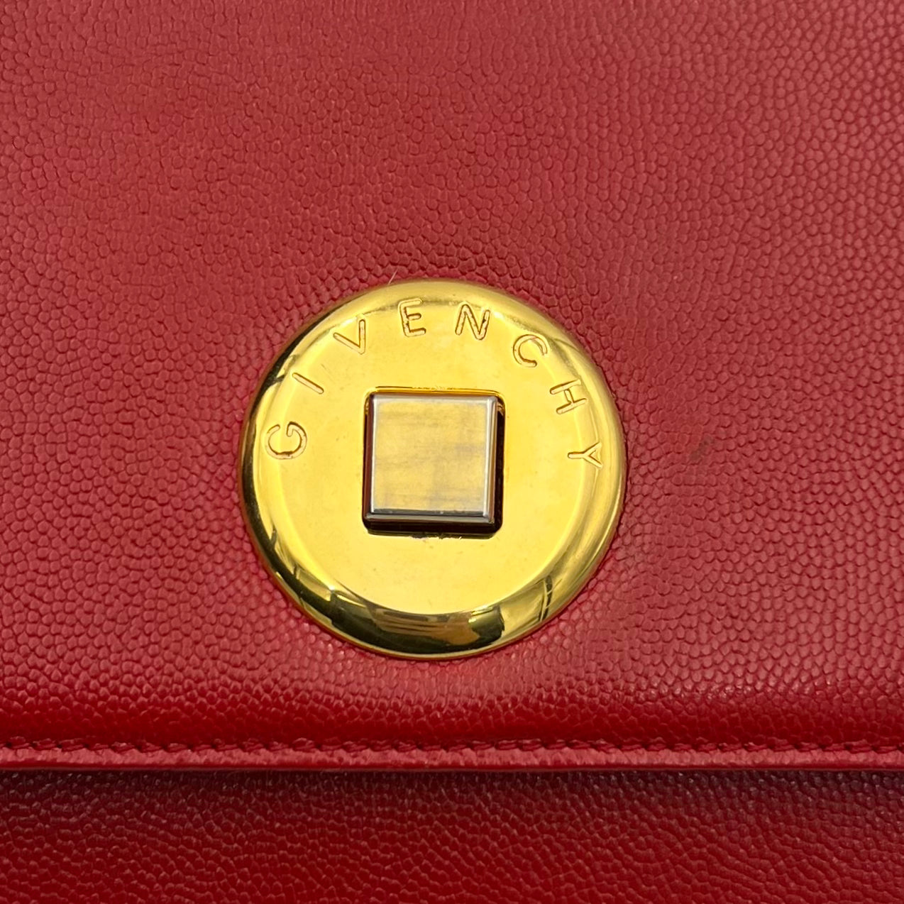 Givenchy Sacs Red Leather Twist Lock Box Handbag