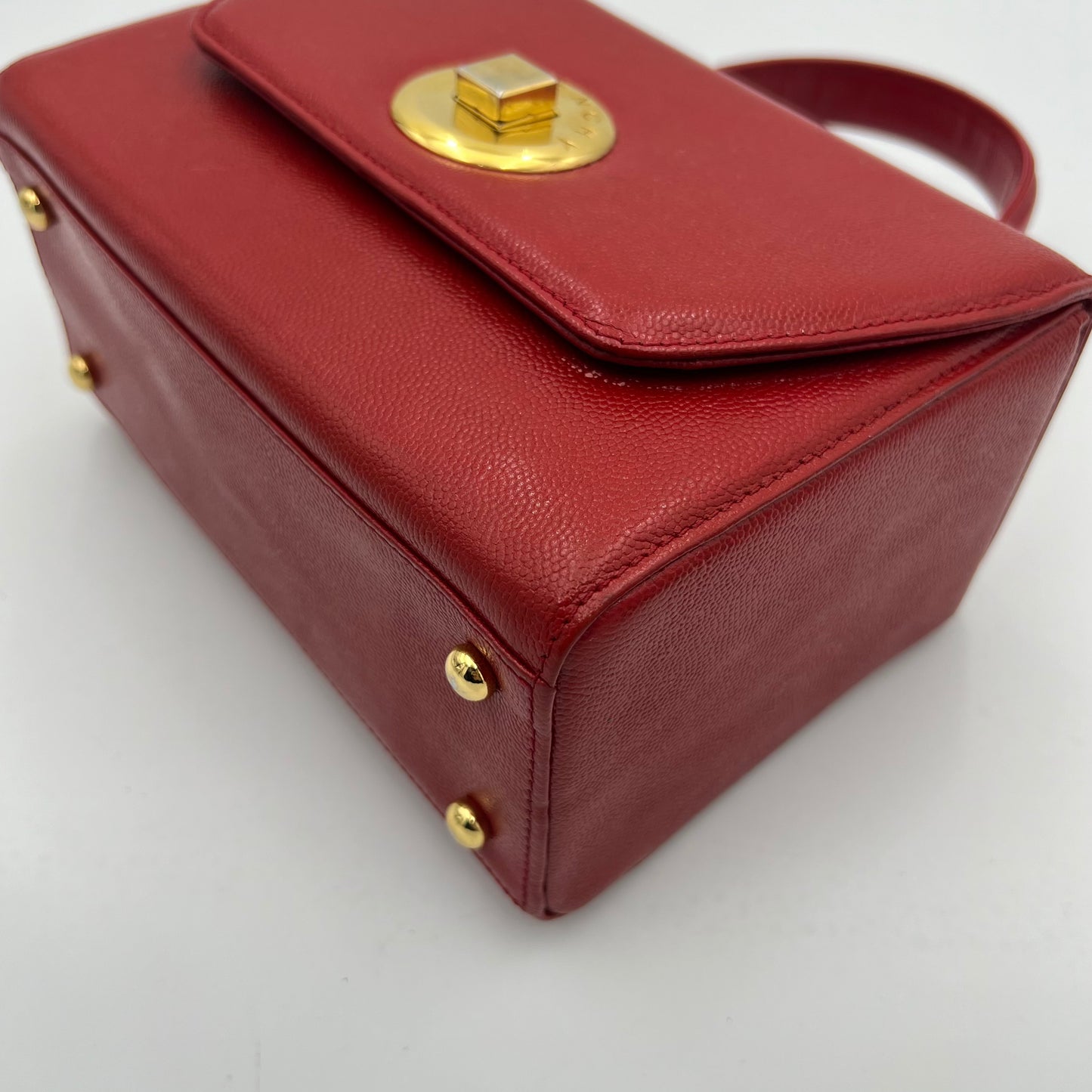 Givenchy Sacs Red Leather Twist Lock Box Handbag