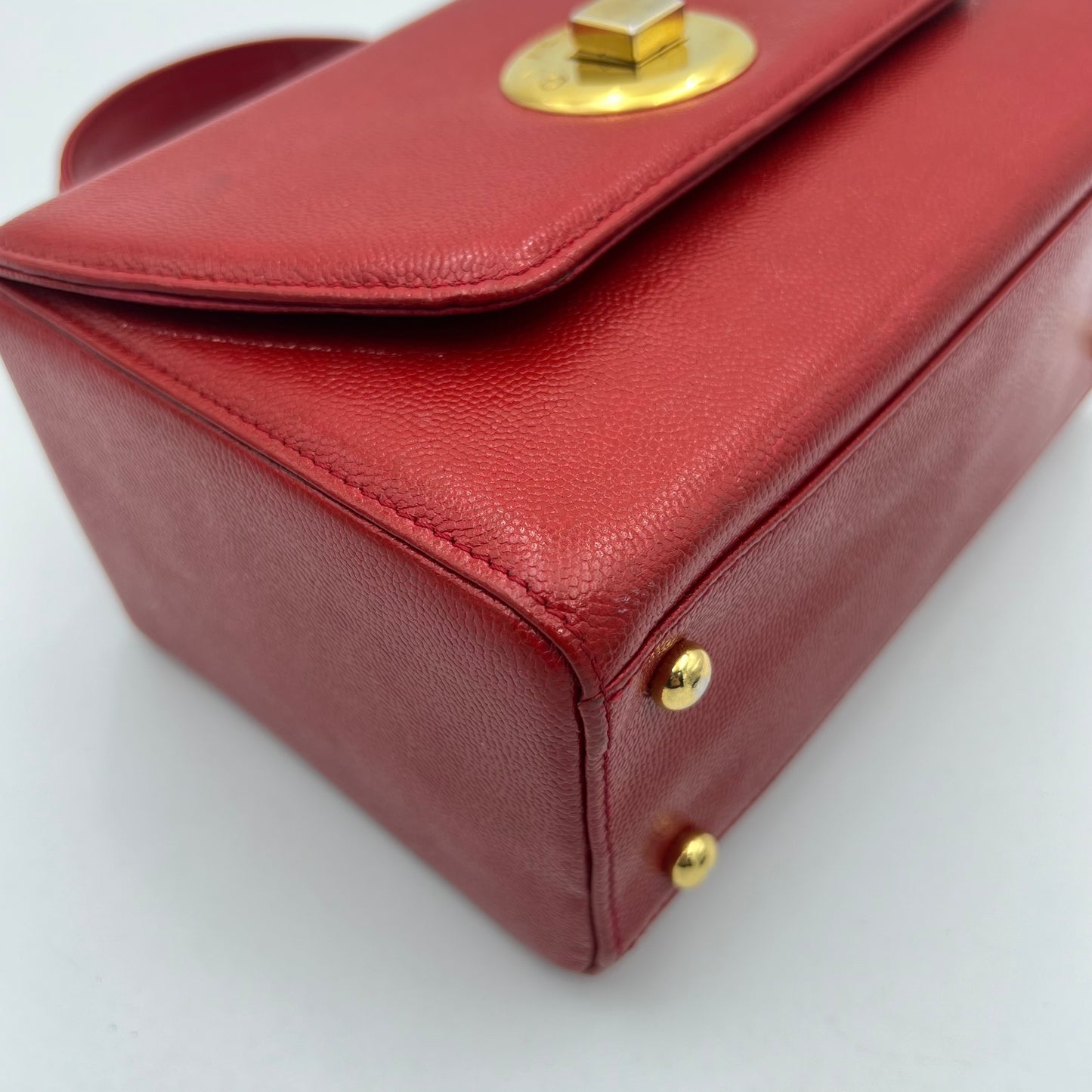 Givenchy Sacs Red Leather Twist Lock Box Handbag