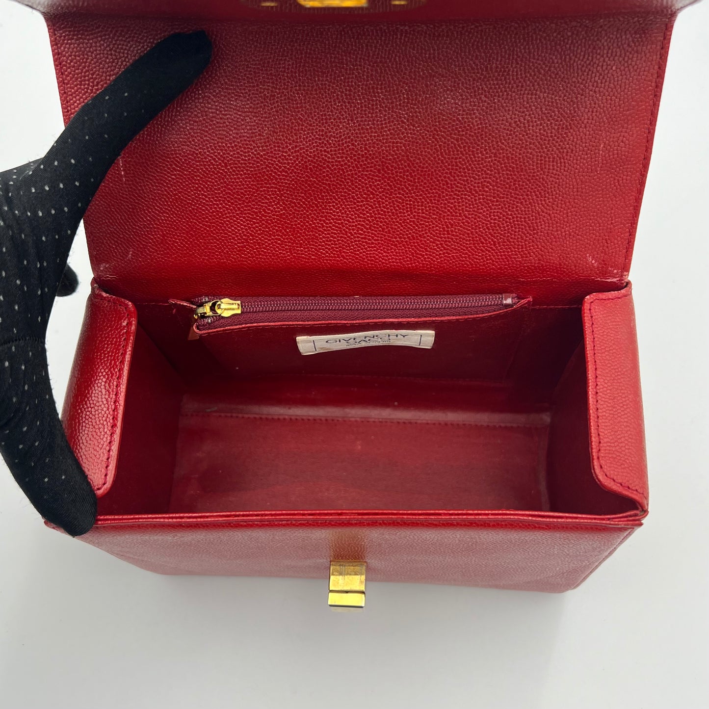 Givenchy Sacs Red Leather Twist Lock Box Handbag
