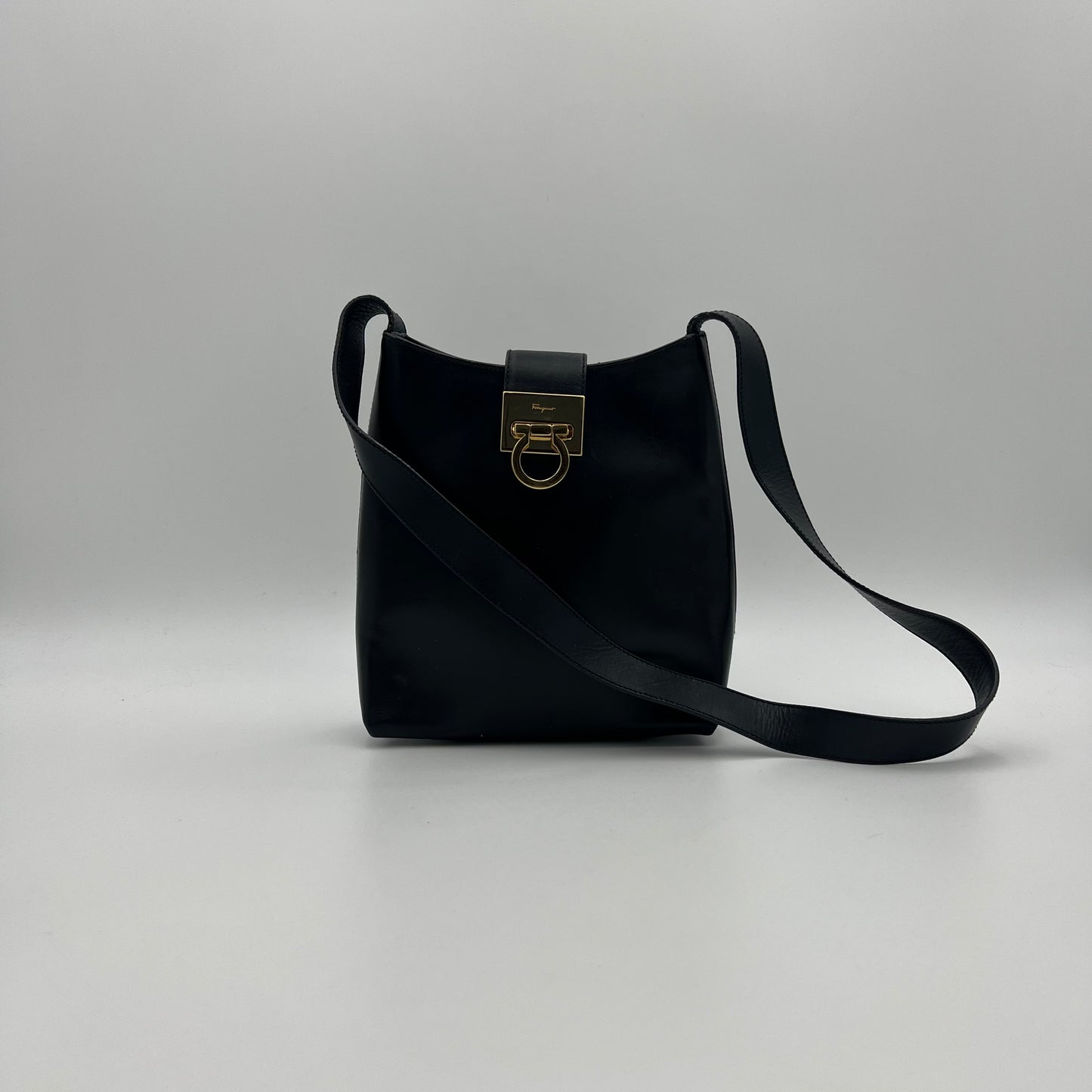 Salvatore Ferragamo Gancini Leather Hobo Long Strap Shoulder Bag