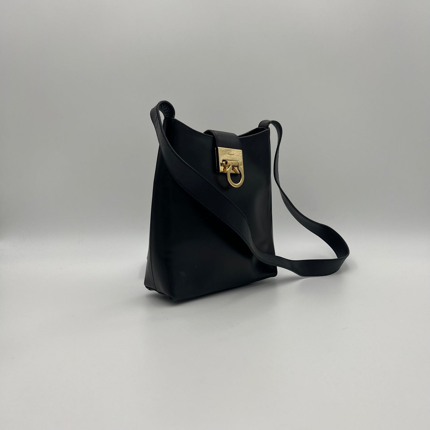 Salvatore Ferragamo Gancini Leather Hobo Long Strap Shoulder Bag