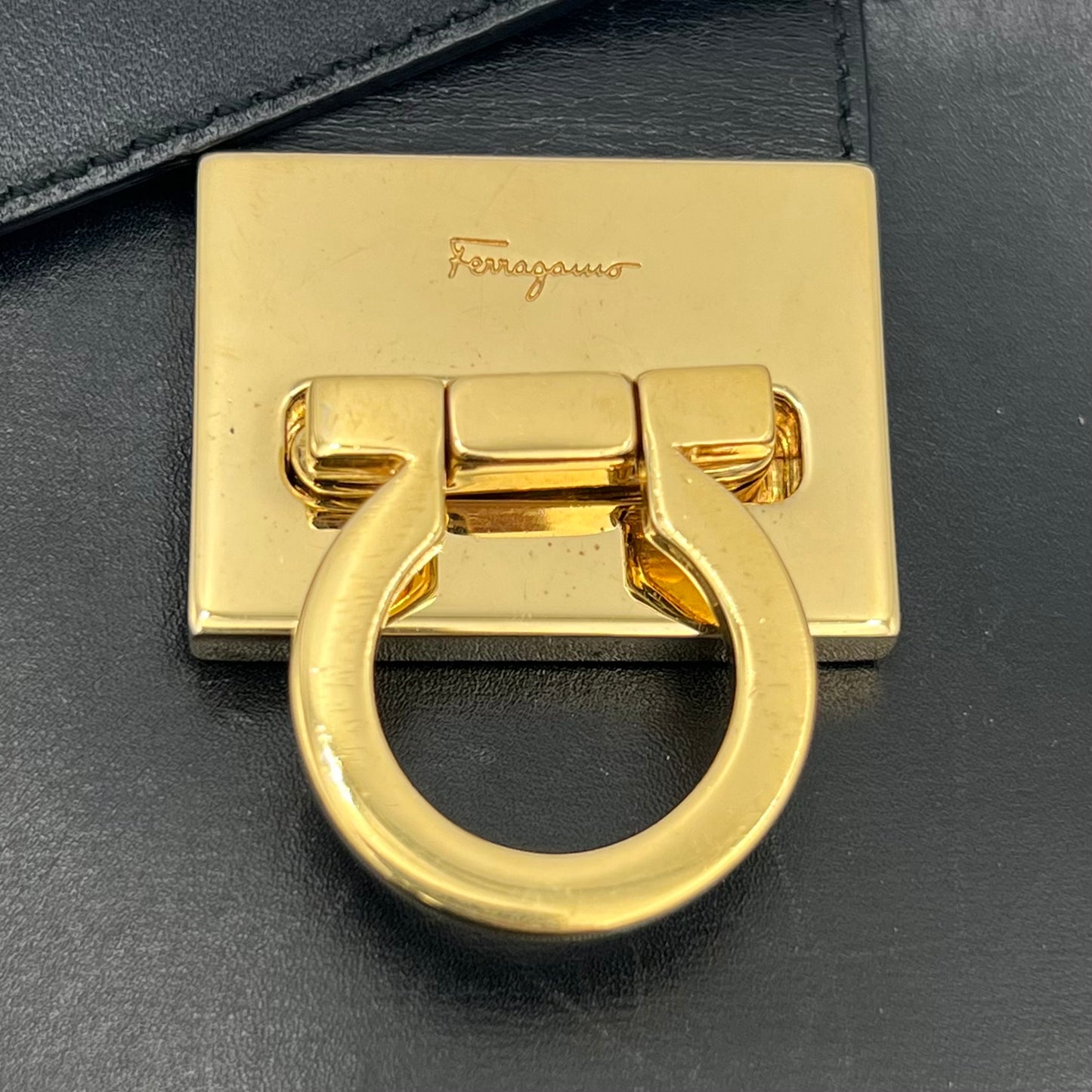 Salvatore Ferragamo Gancini Leather Hobo Long Strap Shoulder Bag