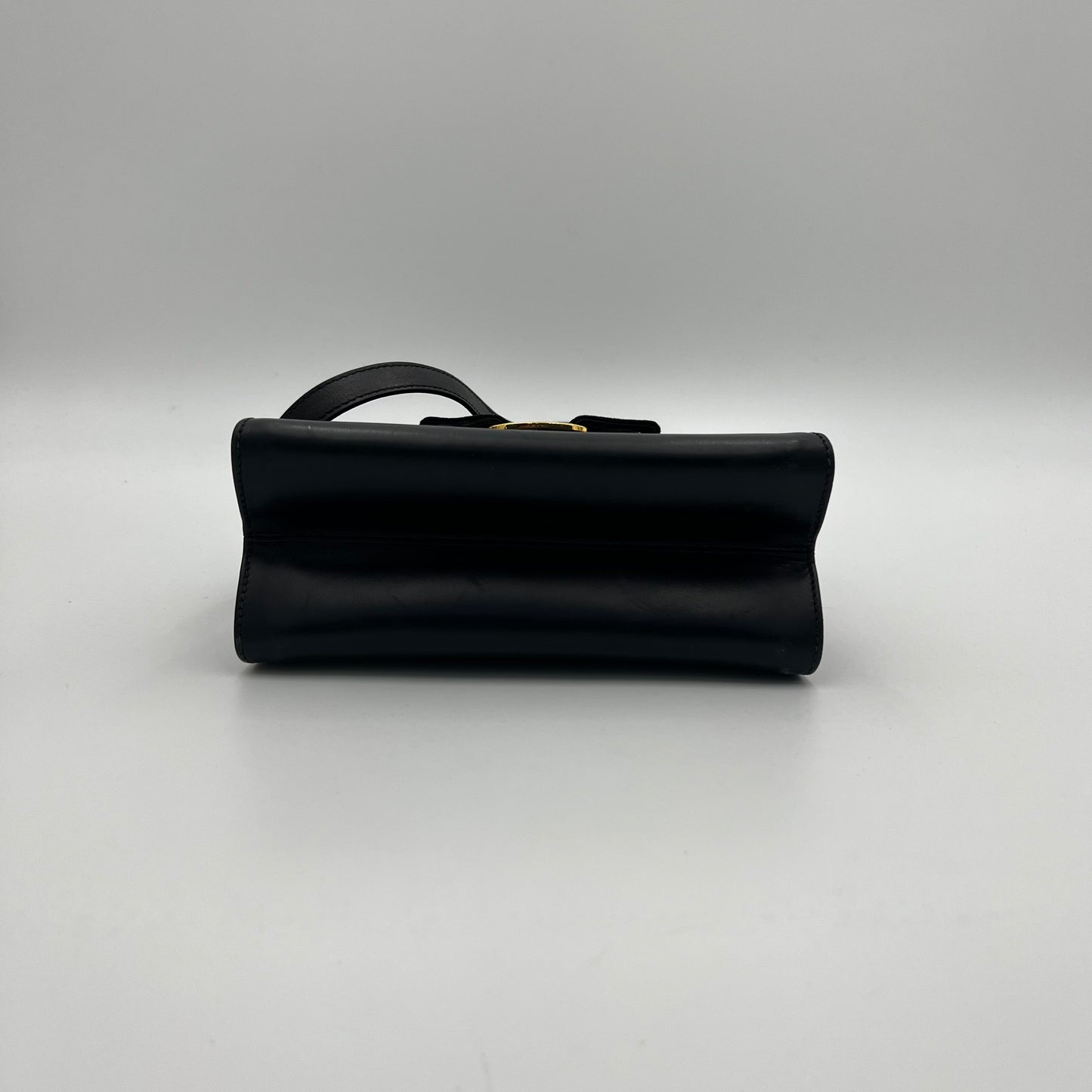 Salvatore Ferragamo Black Leather Gancini Top Handle