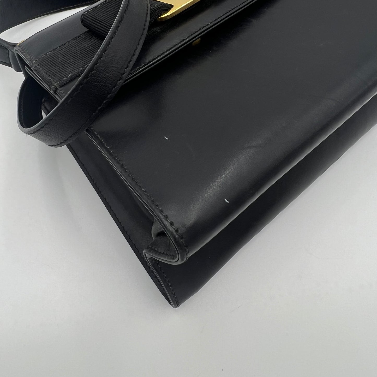 Salvatore Ferragamo Black Leather Gancini Top Handle