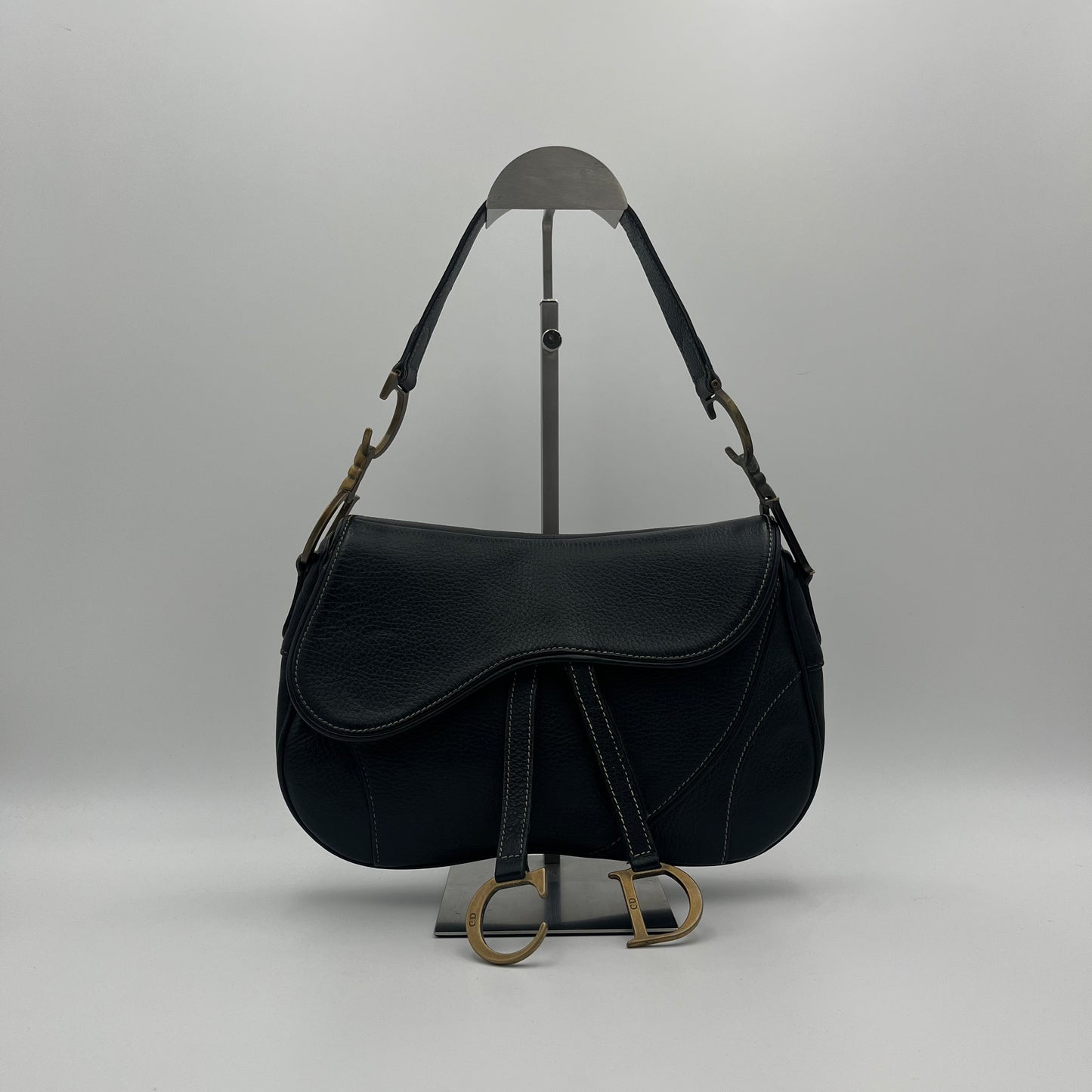 Christian Dior Black Leather Double Saddle