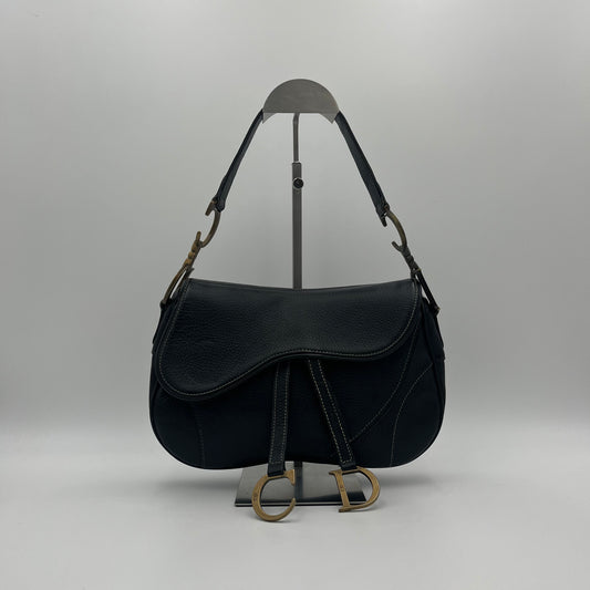 Christian Dior Black Leather Double Saddle