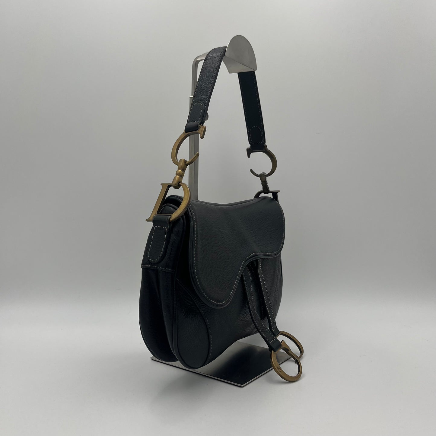 Christian Dior Black Leather Double Saddle