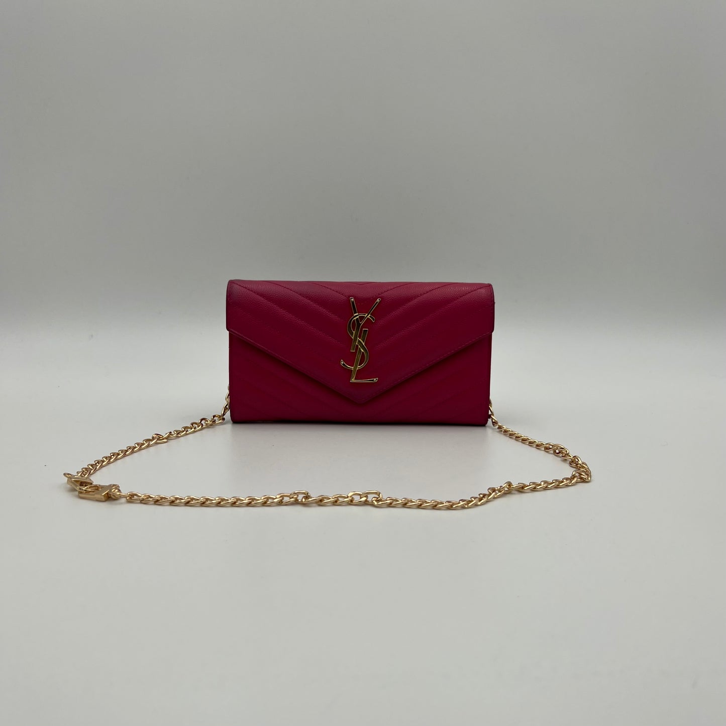 YSL Pink Cassandre Matelasse Large Flap Long Wallet