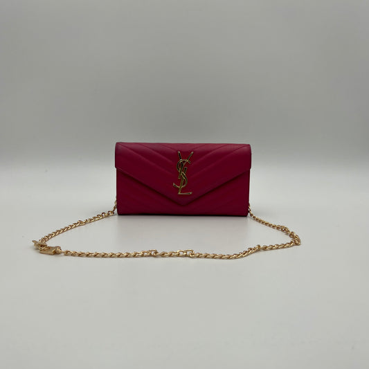 YSL Pink Cassandre Matelasse Large Flap Long Wallet