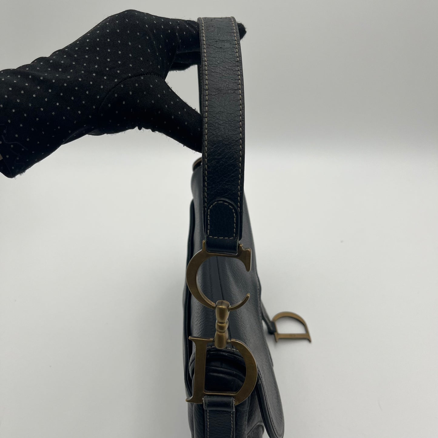 Christian Dior Black Leather Double Saddle