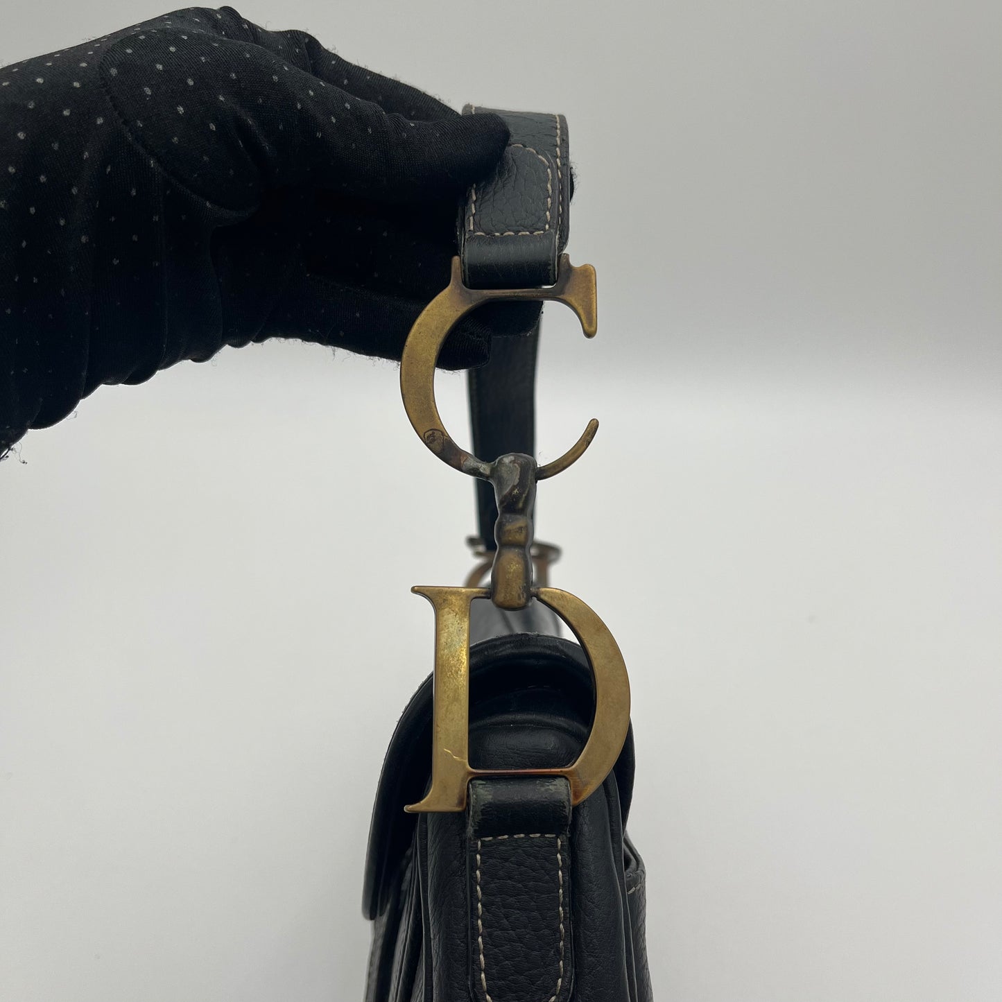 Christian Dior Black Leather Double Saddle