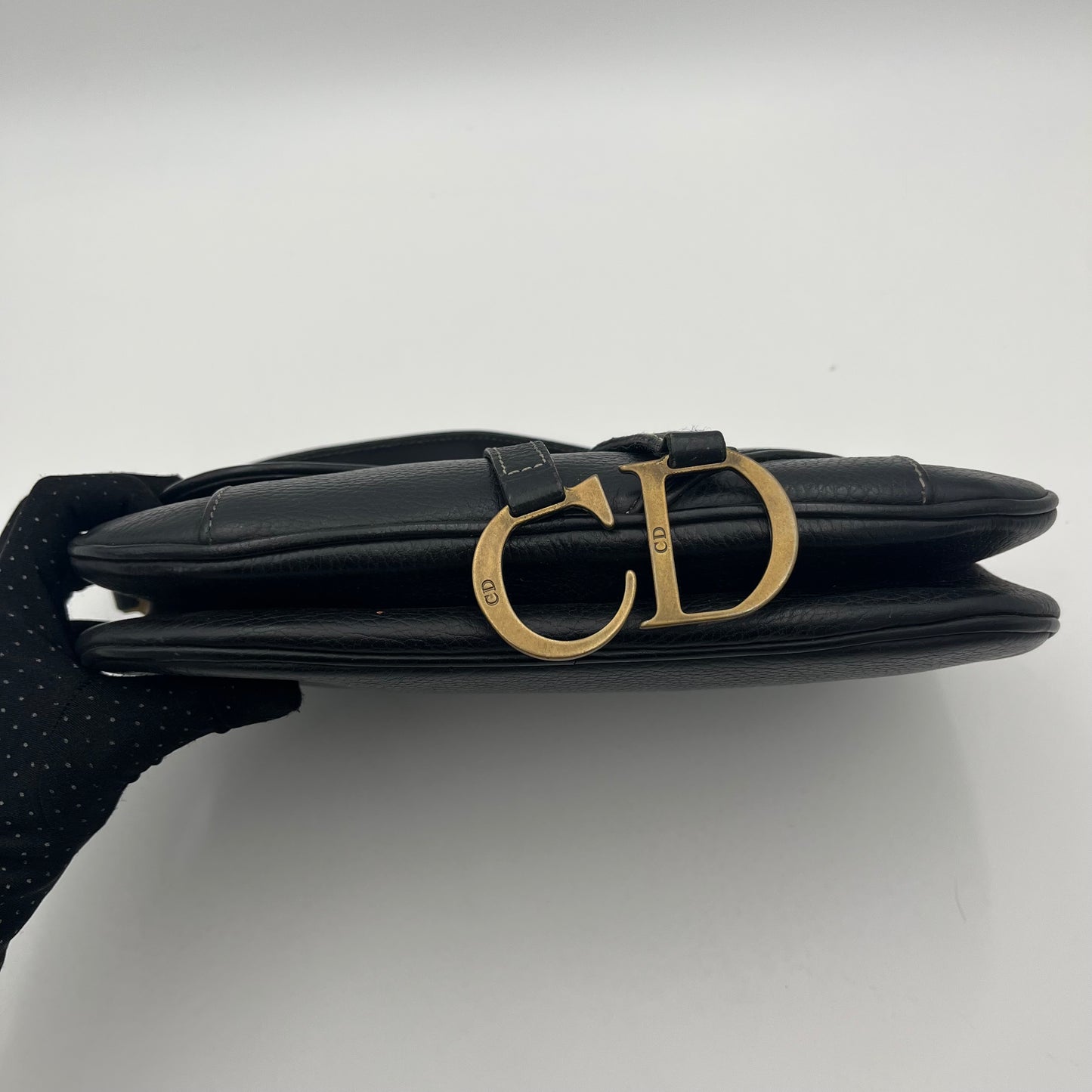 Christian Dior Black Leather Double Saddle