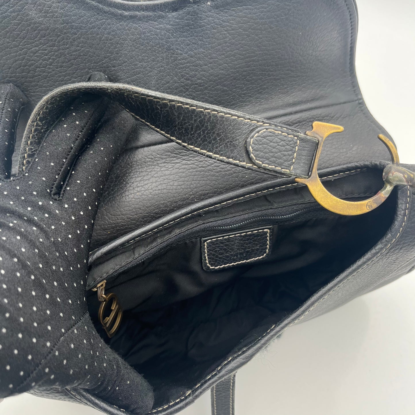 Christian Dior Black Leather Double Saddle
