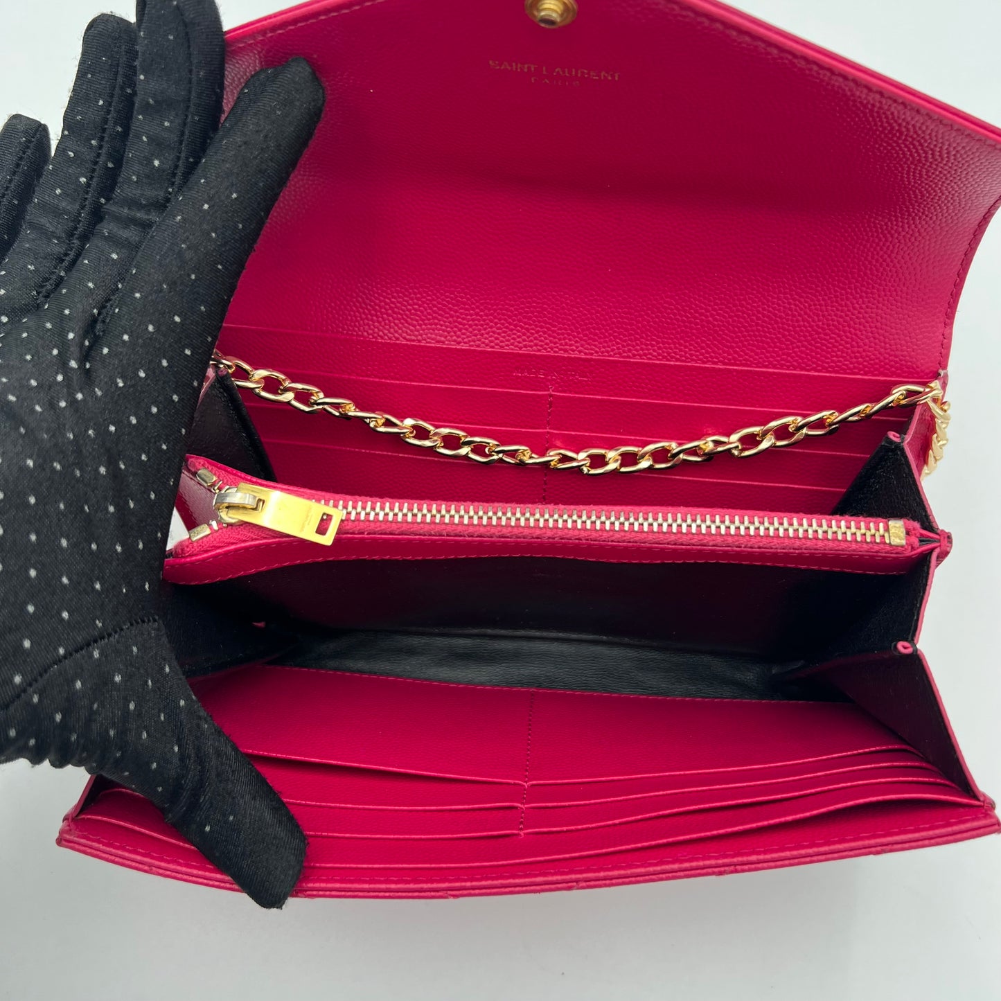 YSL Pink Cassandre Matelasse Large Flap Long Wallet