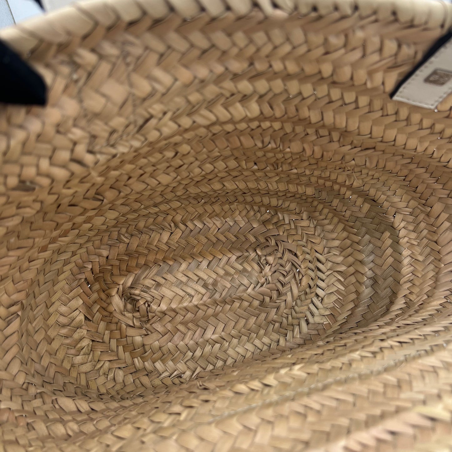 Loewe Brown Leather Raffia Basket Bag
