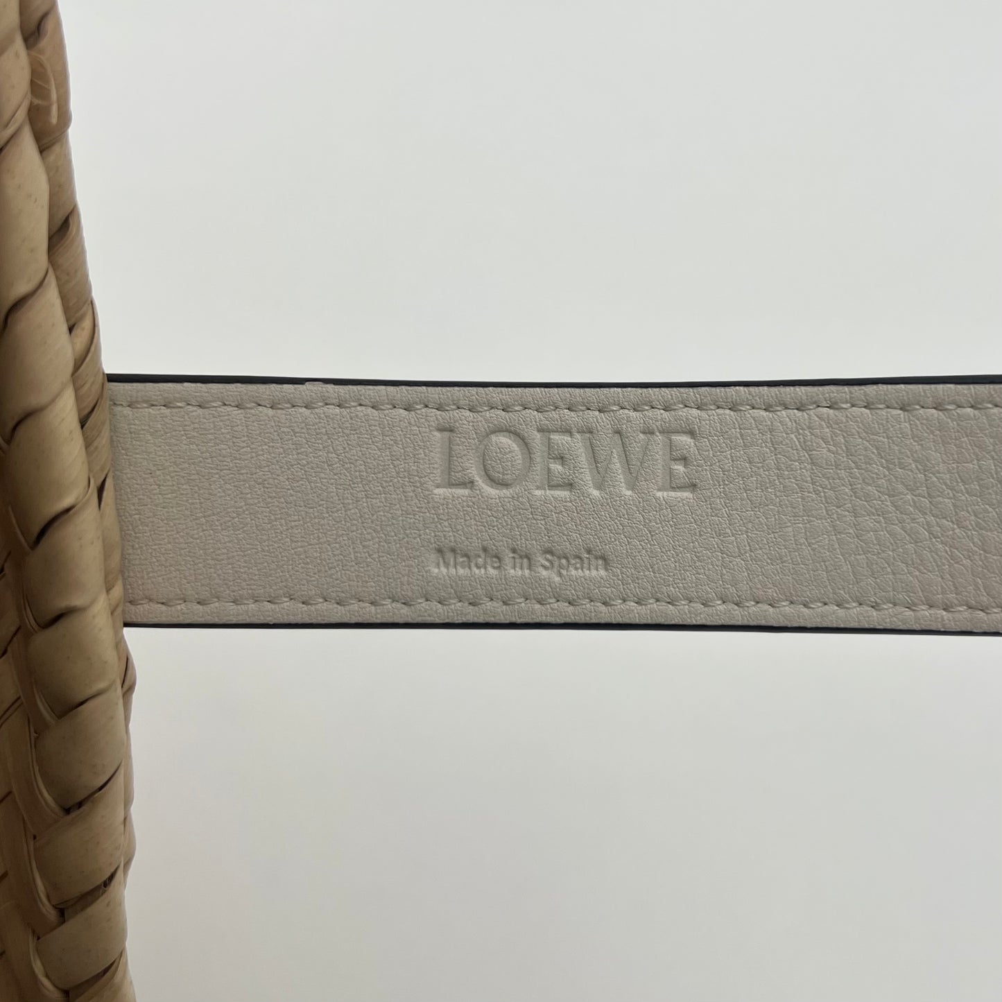 Loewe Brown Leather Raffia Basket Bag