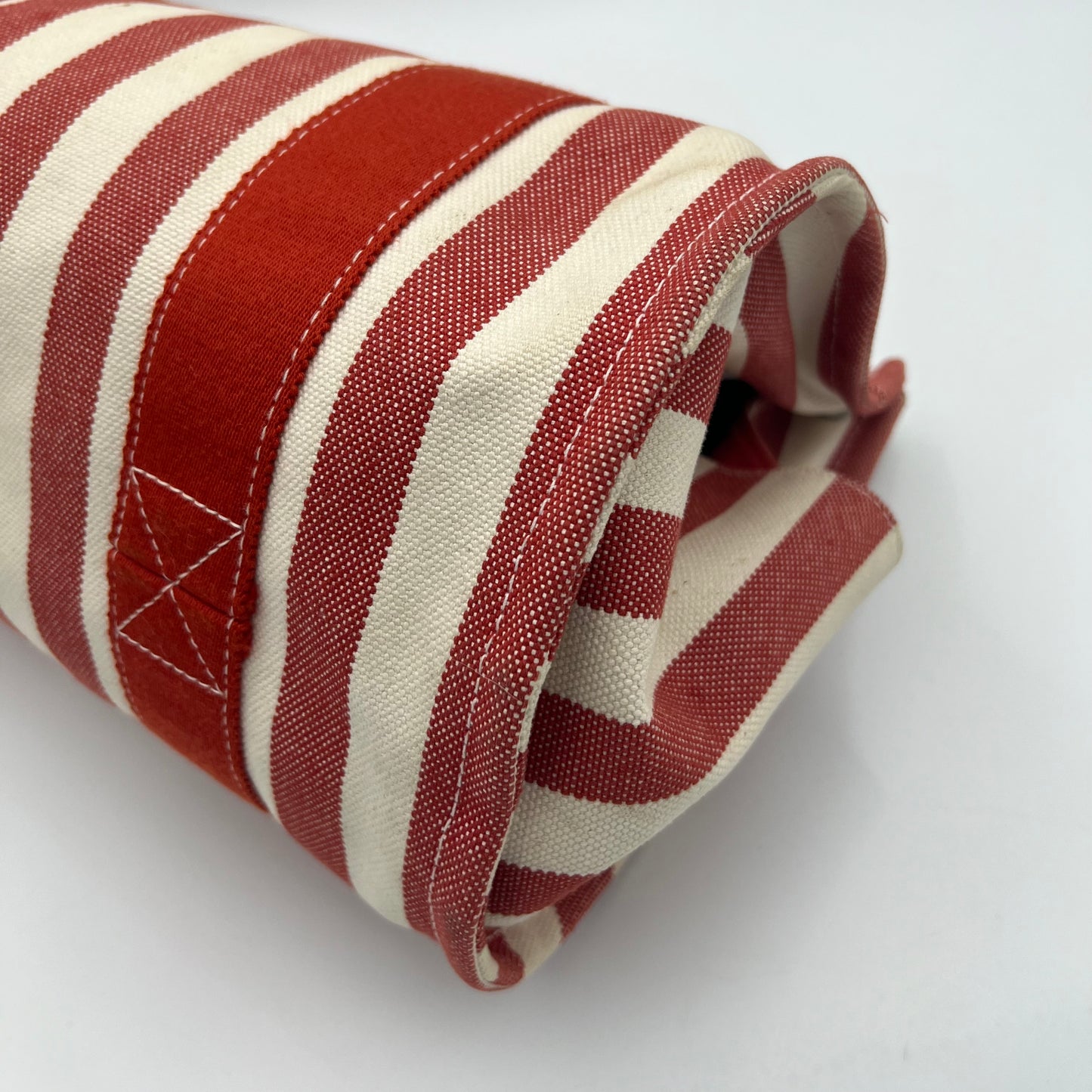 Hermes Red and White Striped Canvas Cannes PM Handbag