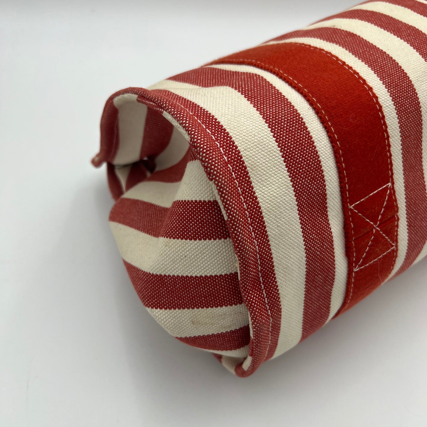 Hermes Red and White Striped Canvas Cannes PM Handbag