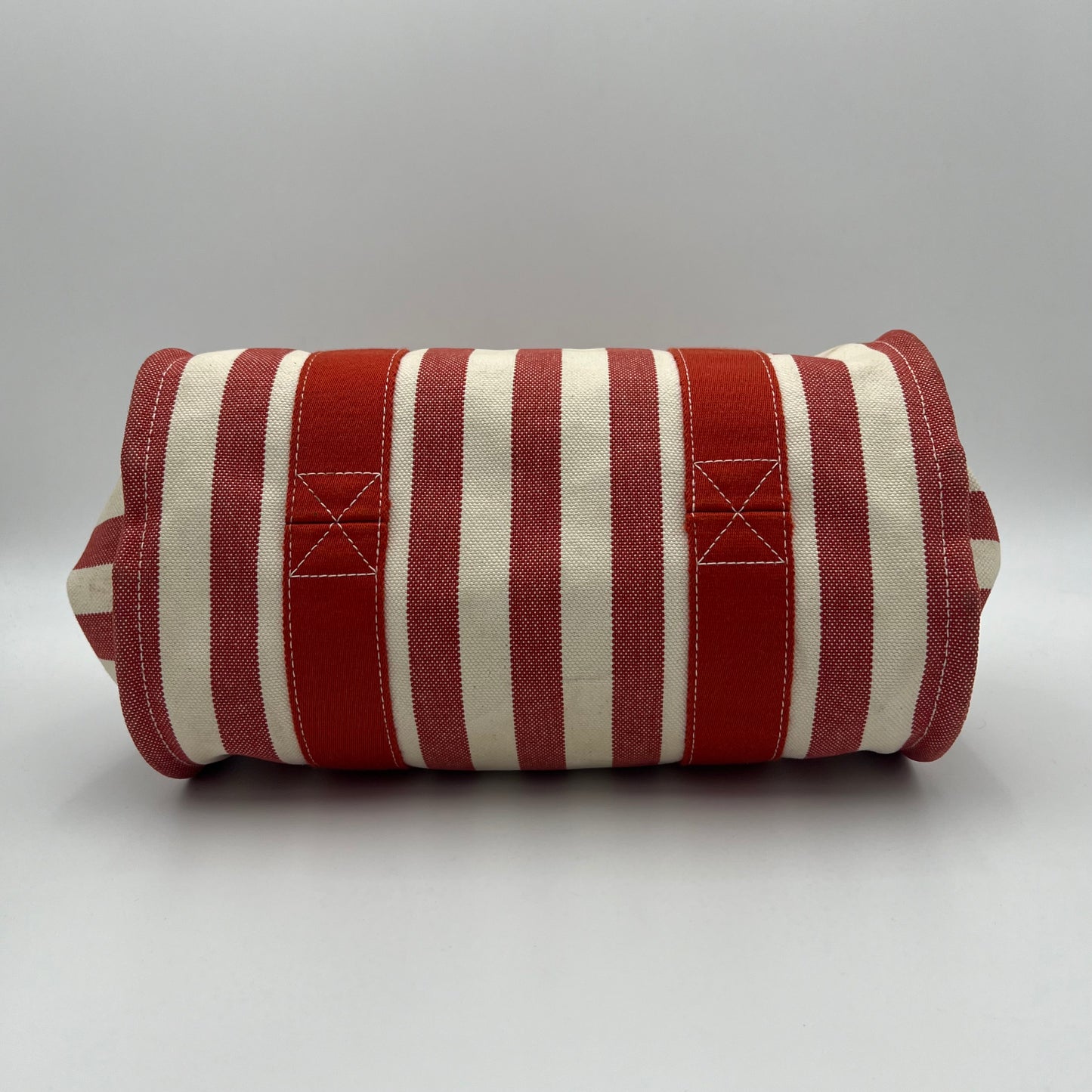 Hermes Red and White Striped Canvas Cannes PM Handbag