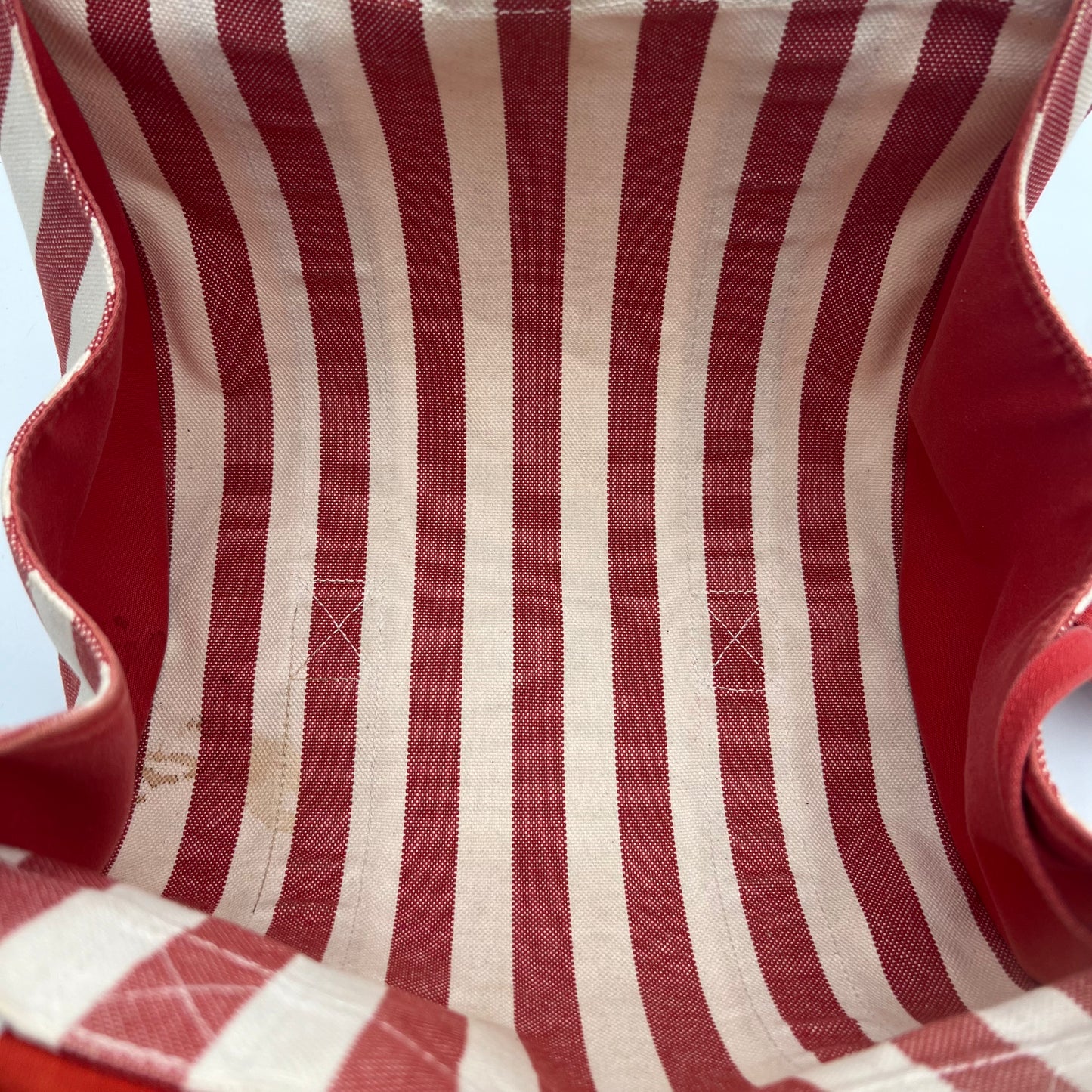 Hermes Red and White Striped Canvas Cannes PM Handbag