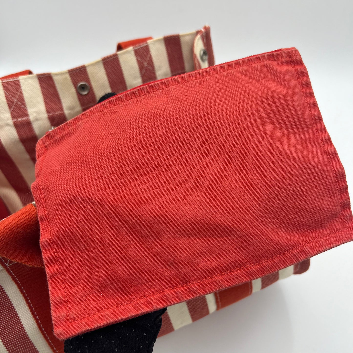 Hermes Red and White Striped Canvas Cannes PM Handbag