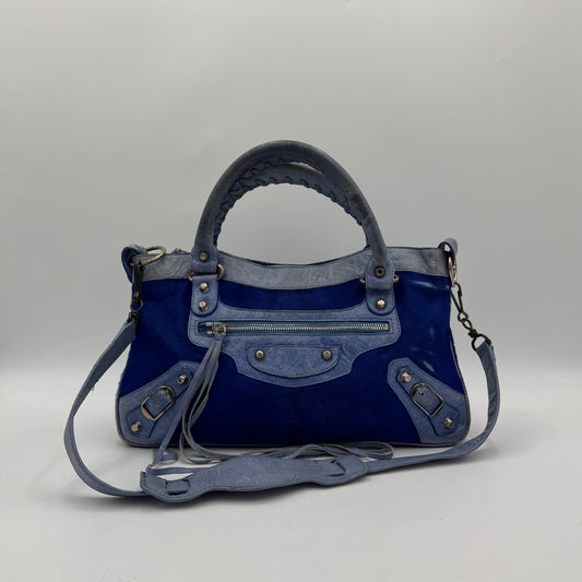 Balenciaga Blue Leather and Pony Hair First