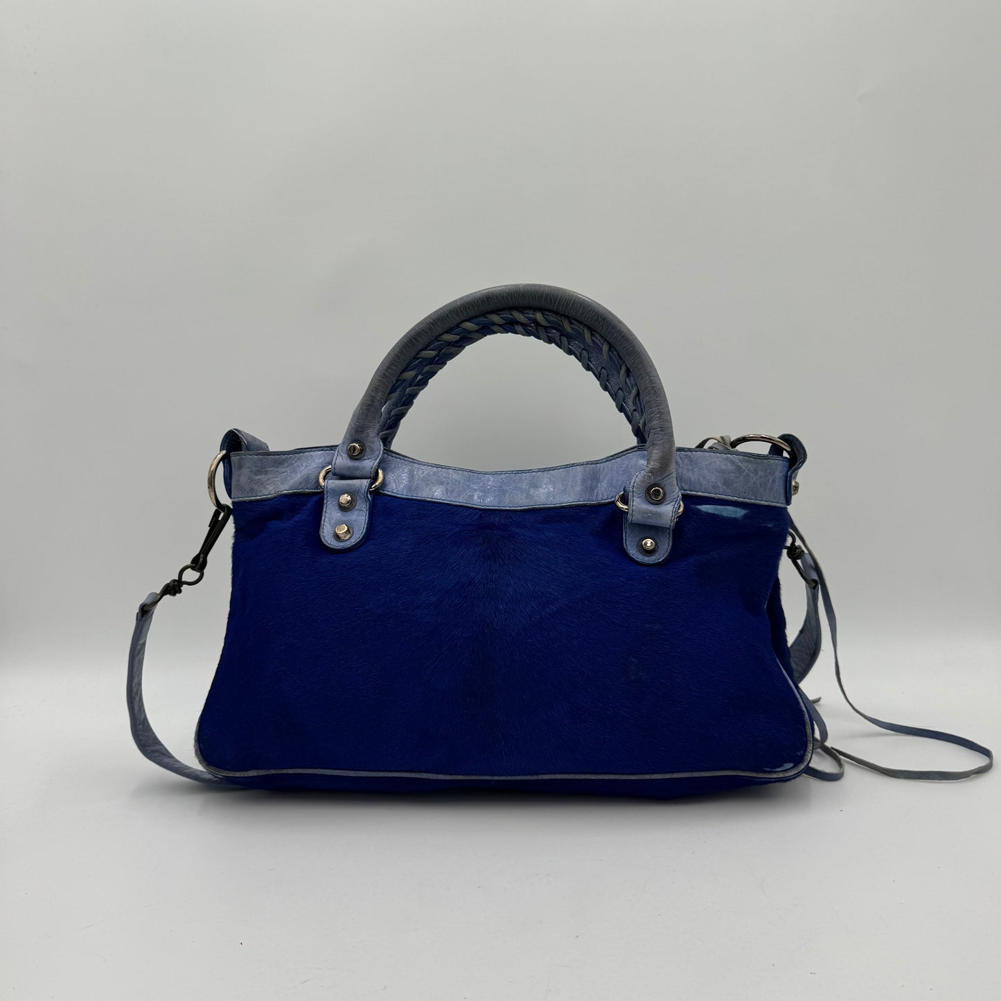 Balenciaga Blue Leather and Pony Hair First