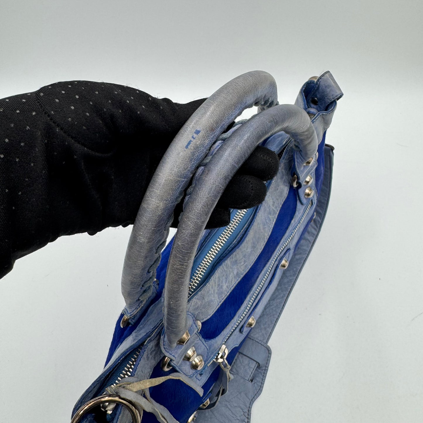 Balenciaga Blue Leather and Pony Hair First