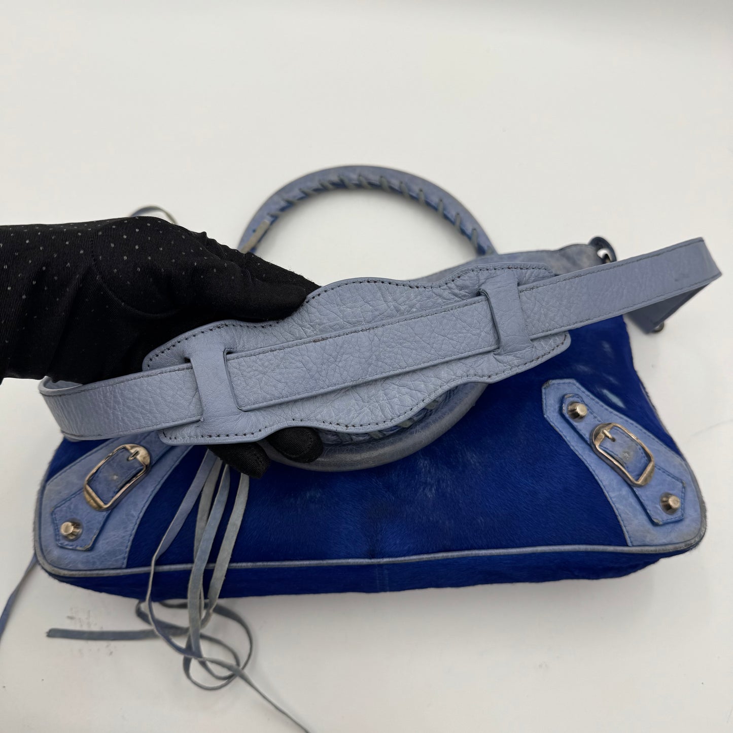 Balenciaga Blue Leather and Pony Hair First