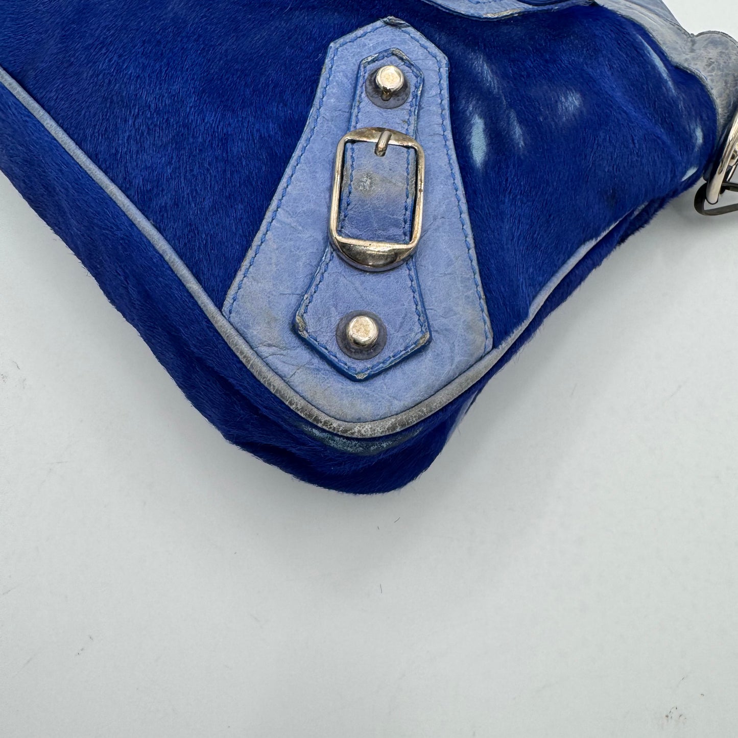 Balenciaga Blue Leather and Pony Hair First
