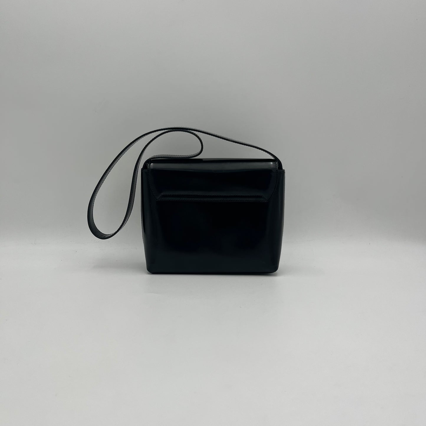 Gucci Black Patent Flap Long Strap Mini Shoulder Bag