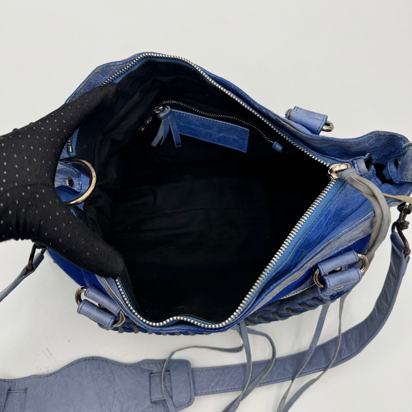 Balenciaga Blue Leather and Pony Hair First