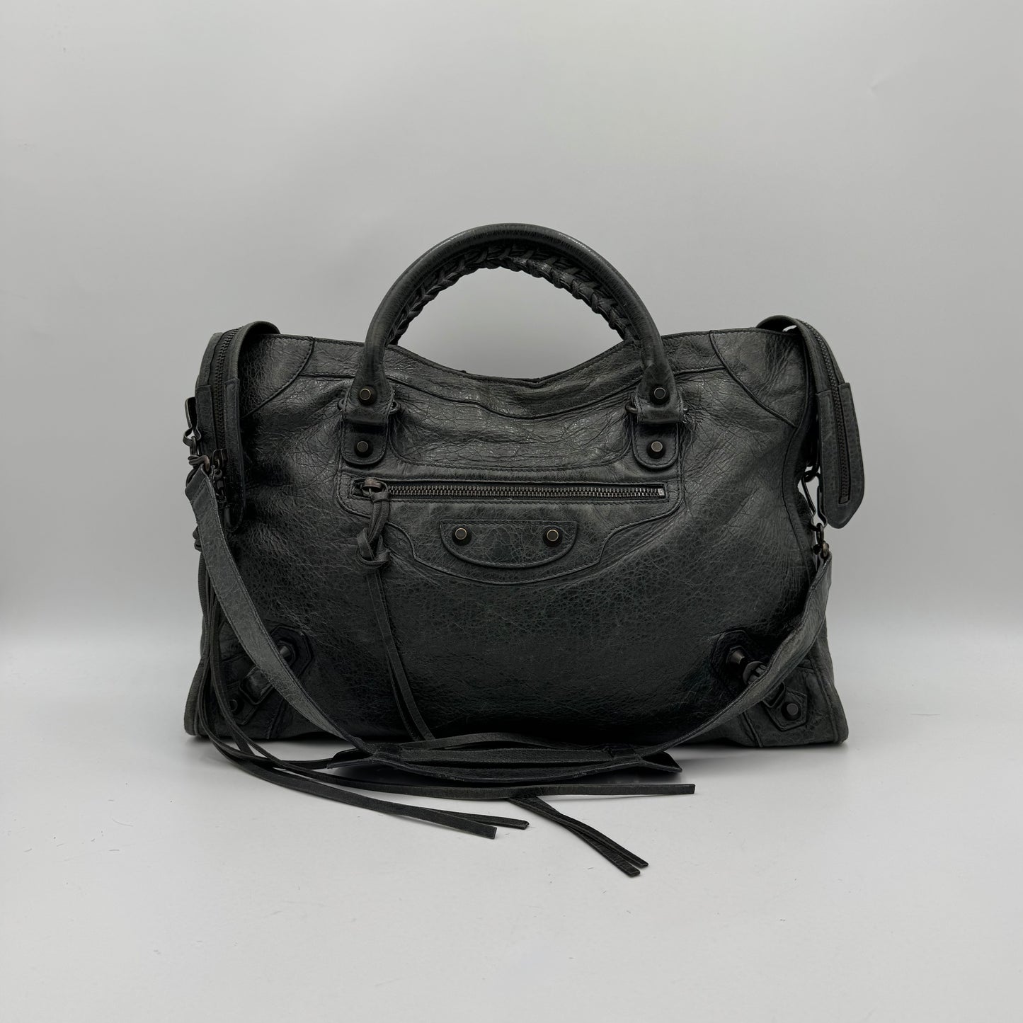 Balenciaga Olive Green Gray Leather Classic City