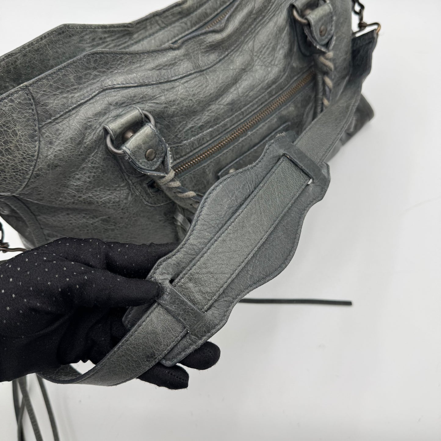 Balenciaga Olive Green Gray Leather Classic City
