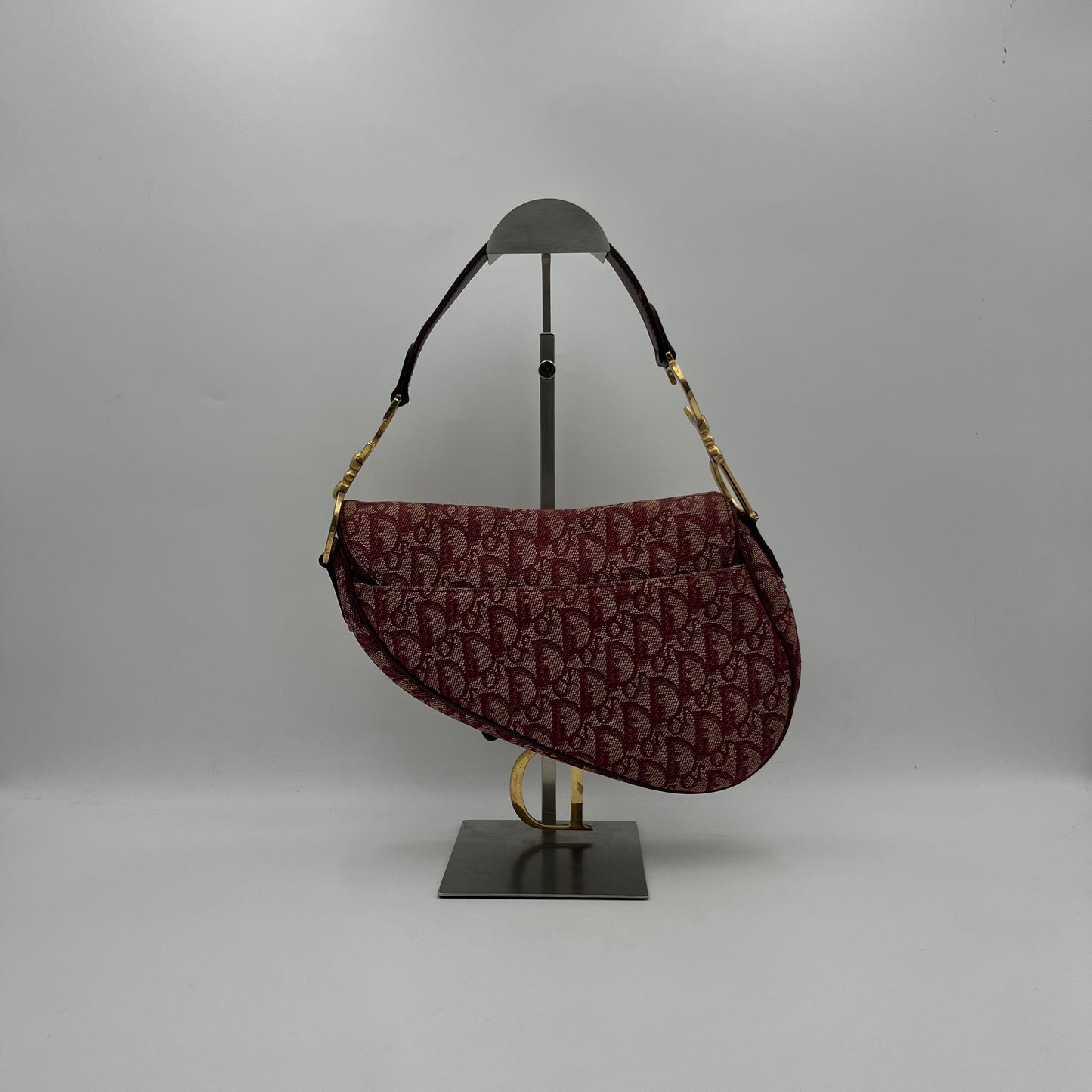 Christian Dior Burgundy Trotter Canvas Saddle