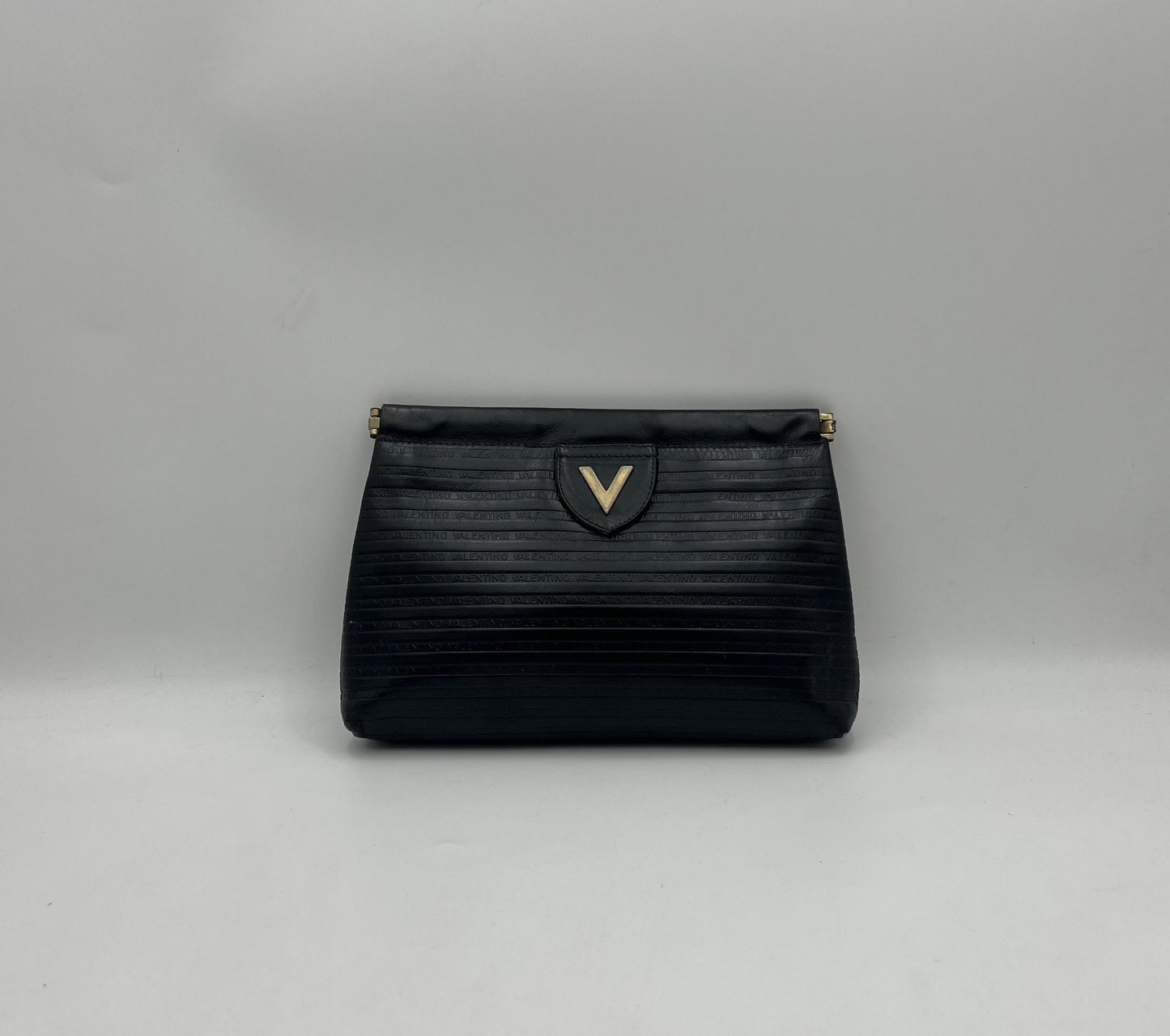 Mario Valentino Monogram Embossed Black Clutch