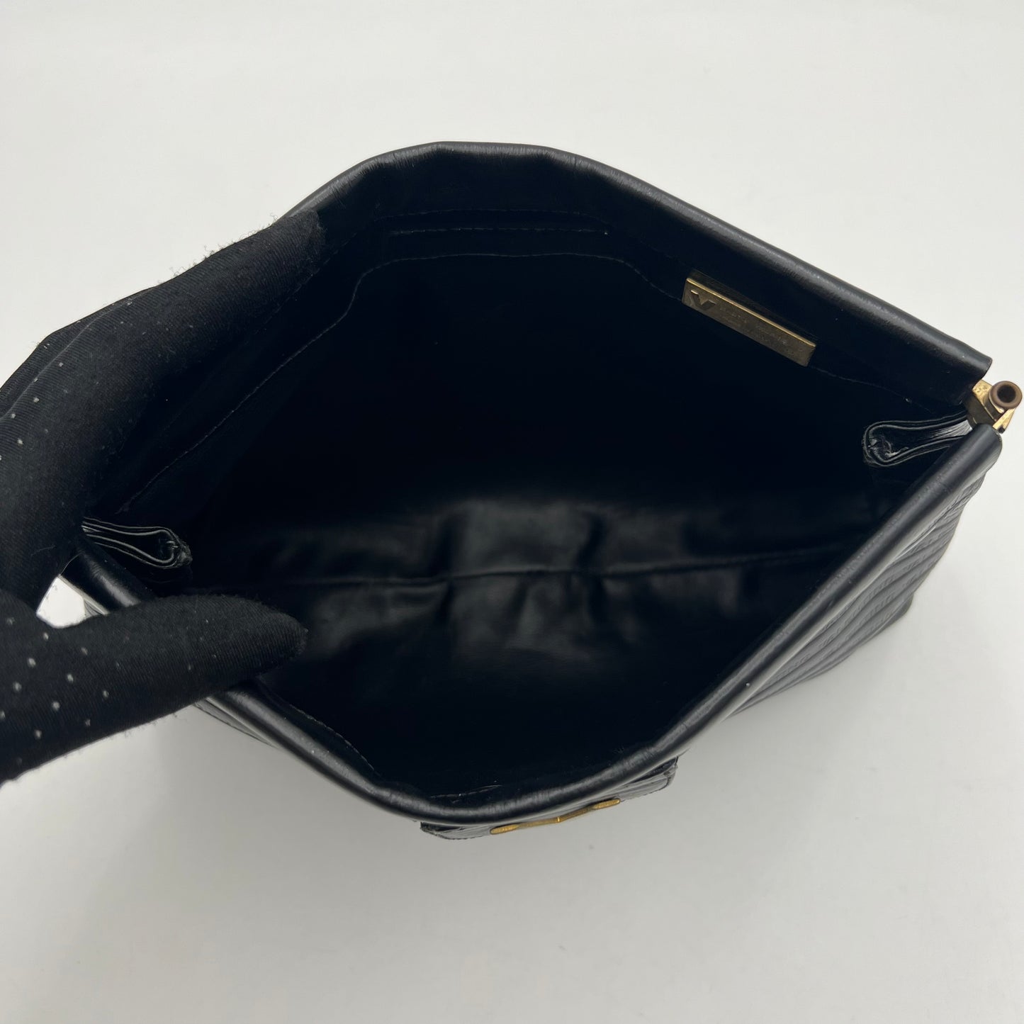 Mario Valentino Monogram Embossed Black Clutch