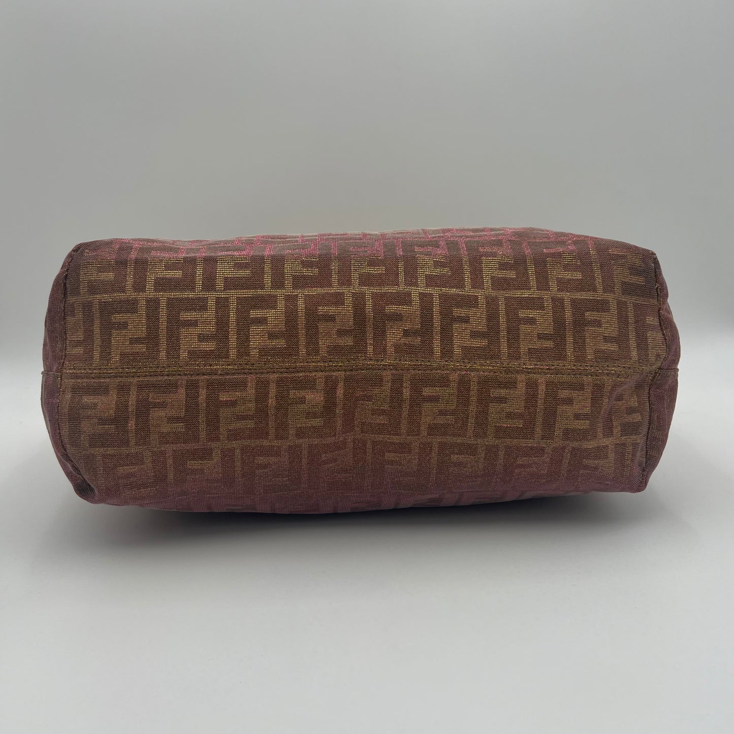 Fendi Metallic Rose Gold Zucca Roll Shopper Tote