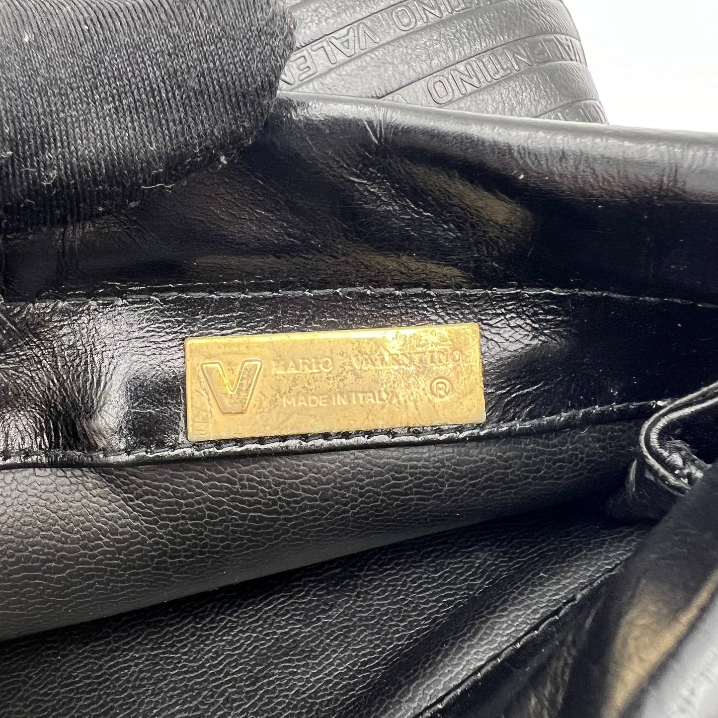 Mario Valentino Monogram Embossed Black Clutch