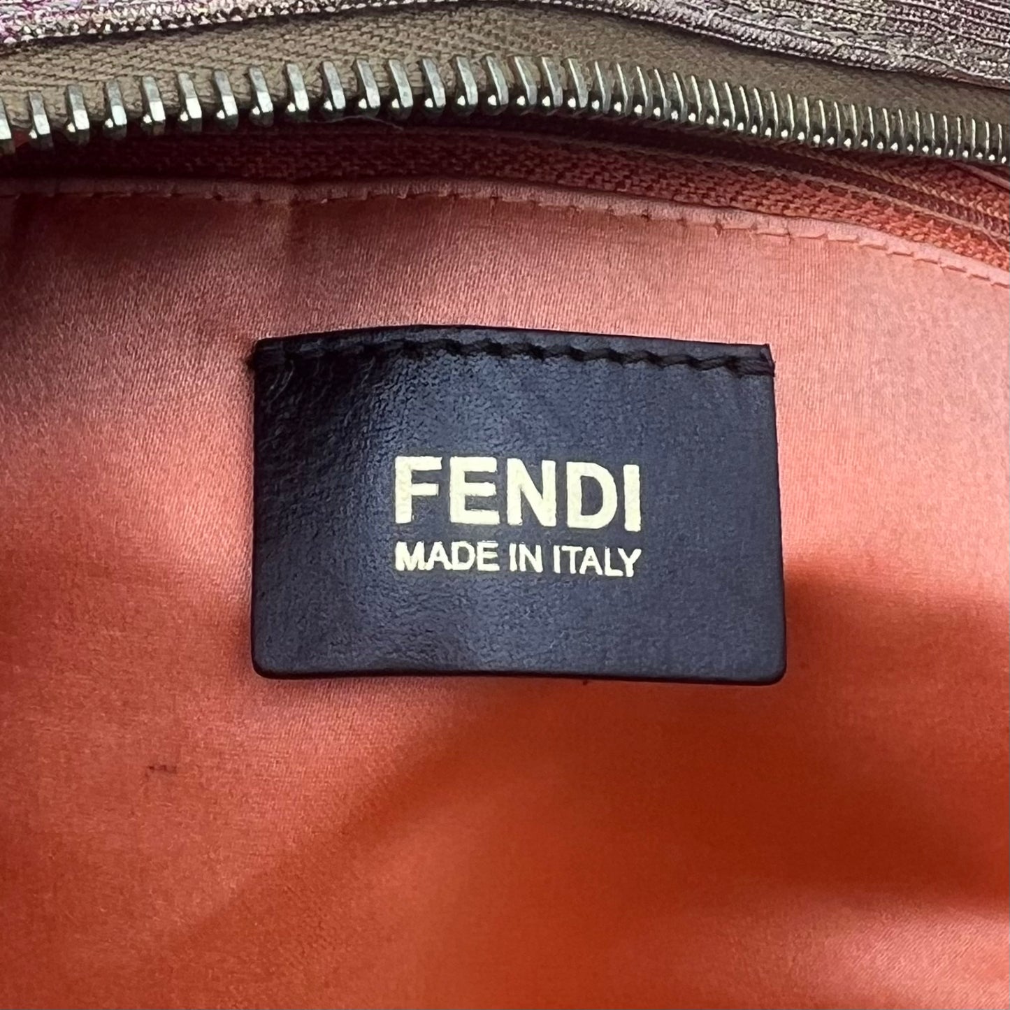 Fendi Metallic Rose Gold Zucca Roll Shopper Tote