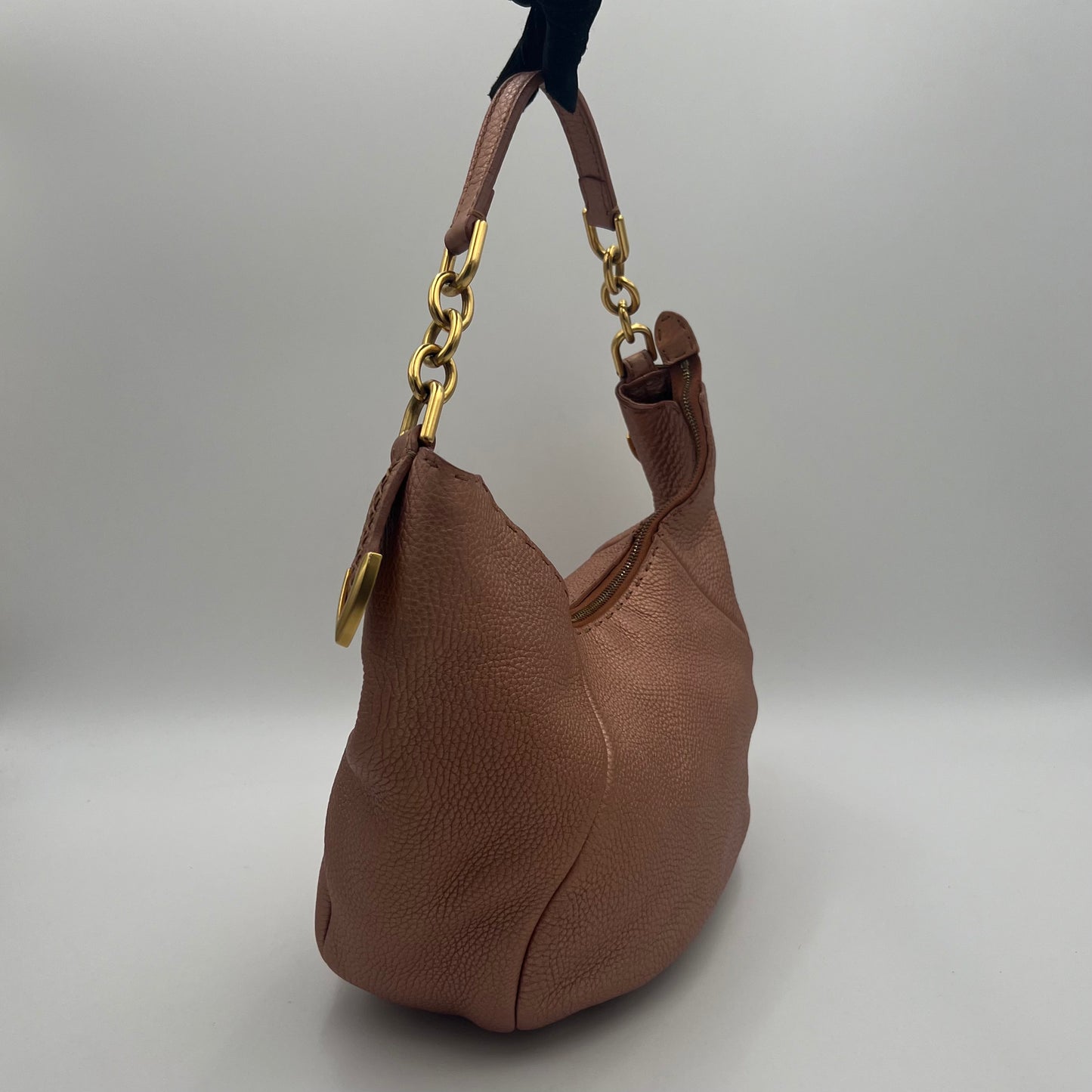 Fendi Pink Selleria Leather Hobo Bag