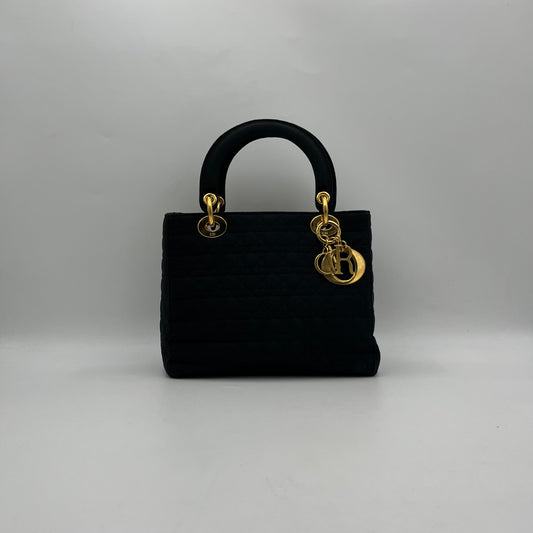 Christian Dior Black Nylon Cannage Lady Dior
