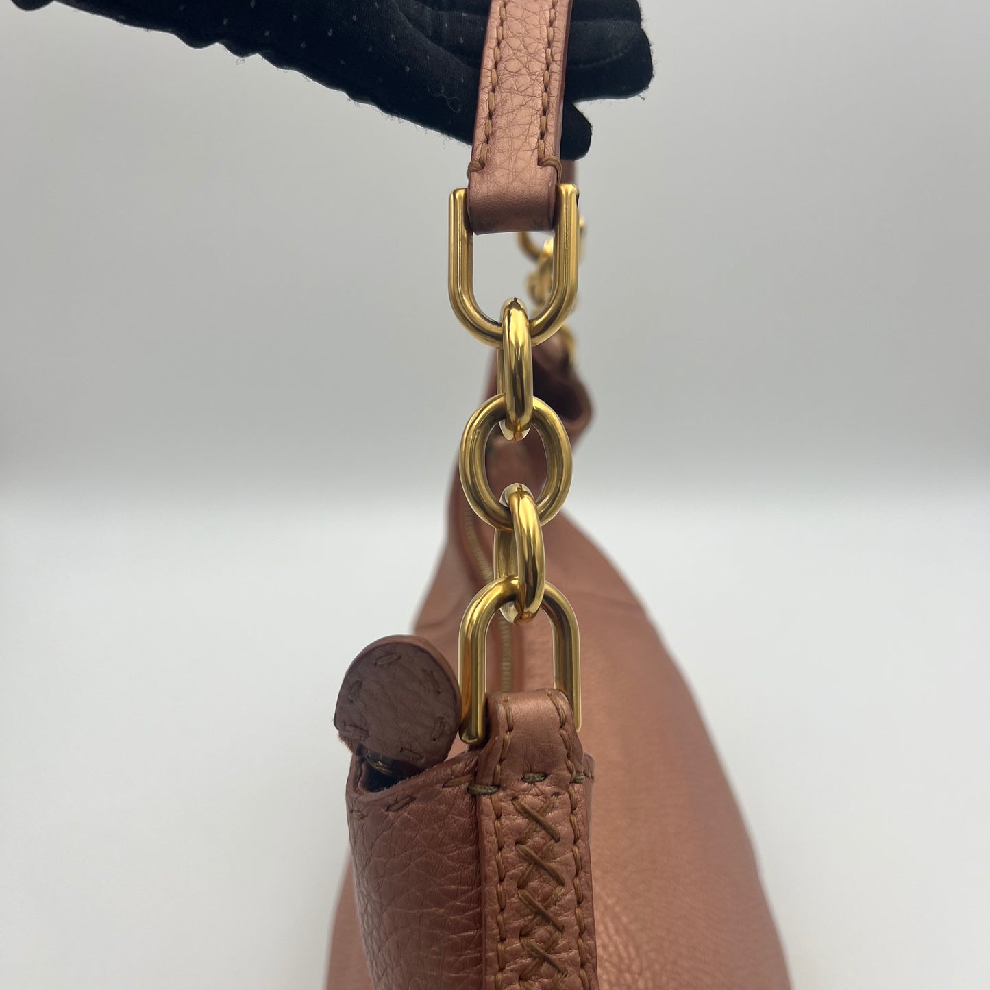 Fendi Pink Selleria Leather Hobo Bag