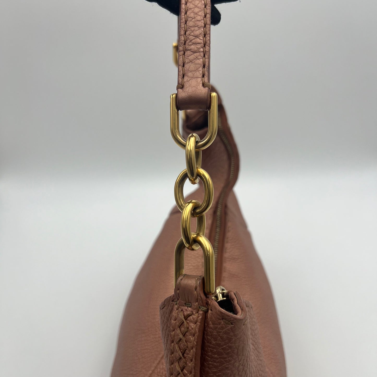 Fendi Pink Selleria Leather Hobo Bag