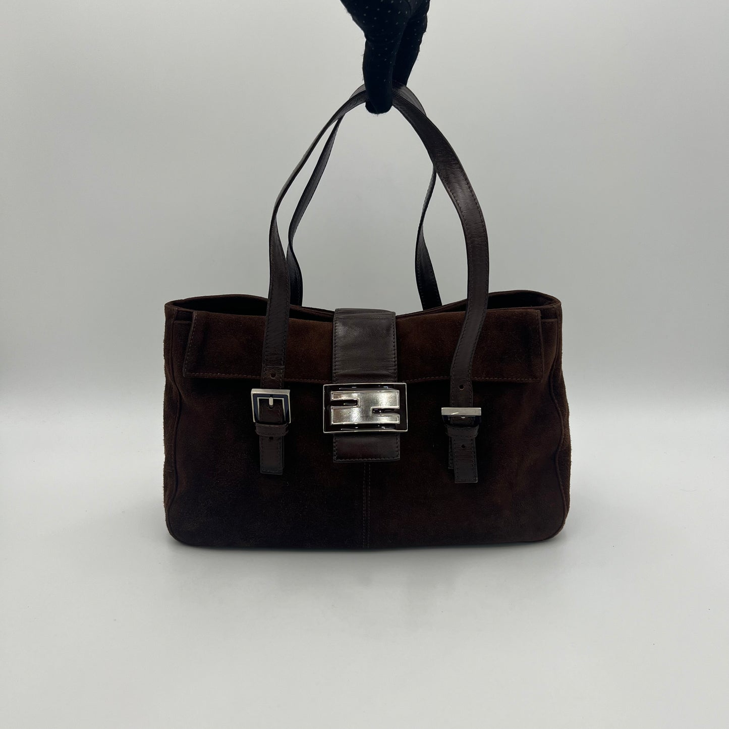 Fendi Vintage Brown Suede Shoulder Bag