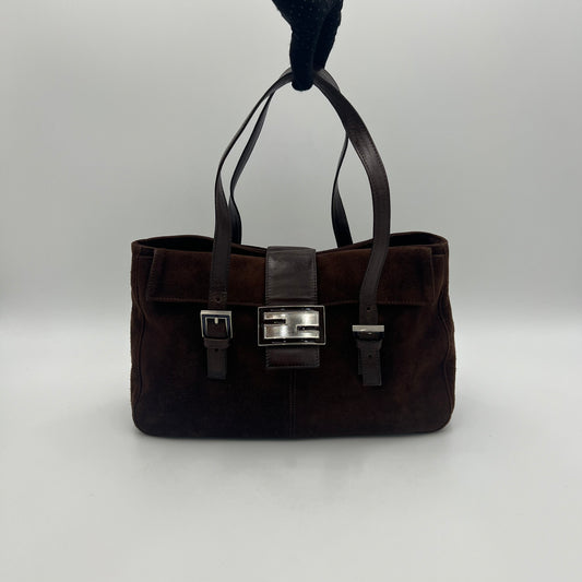 Fendi Vintage Brown Suede Shoulder Bag